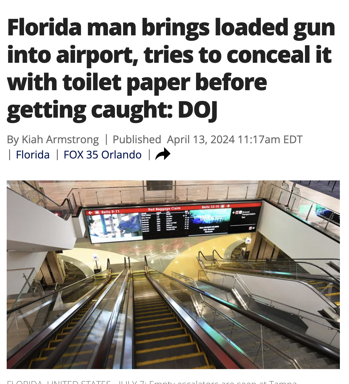 ten-pin bowling - Florida man brings loaded gun into airport, tries to conceal it with toilet paper before getting caught Doj By Kiah Armstrong | Published am Edt Florida | Fox 35 Orlando | Florida Linited STATESURVEmin